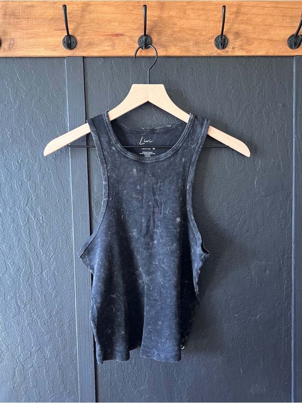 Livi by Olivia Rae Acid Wash High Neck Racerback Tank Top